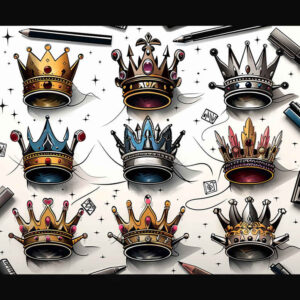 crowns-and-diamonds tattoo design ideas essential baroque for shin