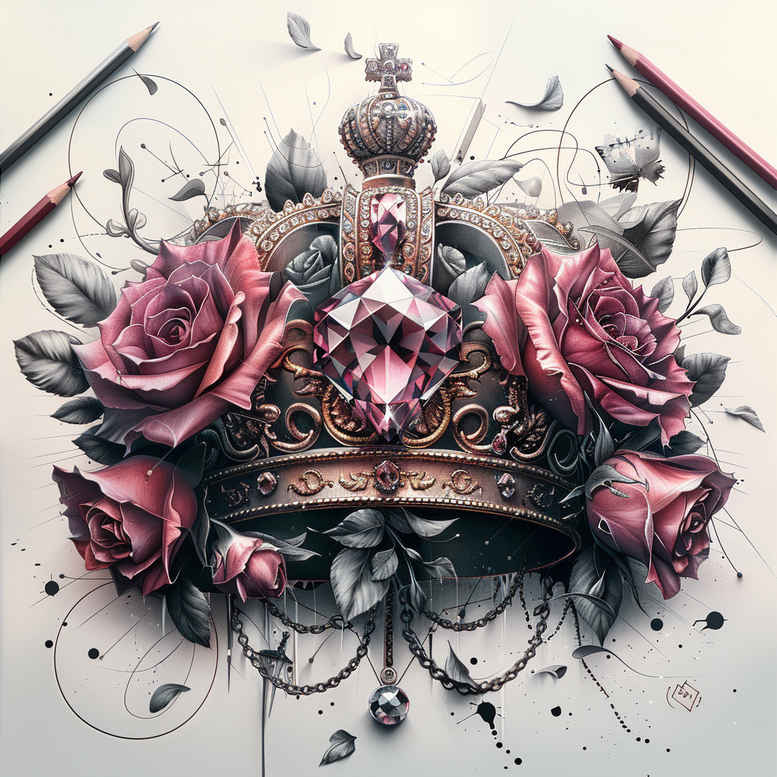 crowns-and-diamonds tattoo design ideas minimal texture baroque meaning courage
