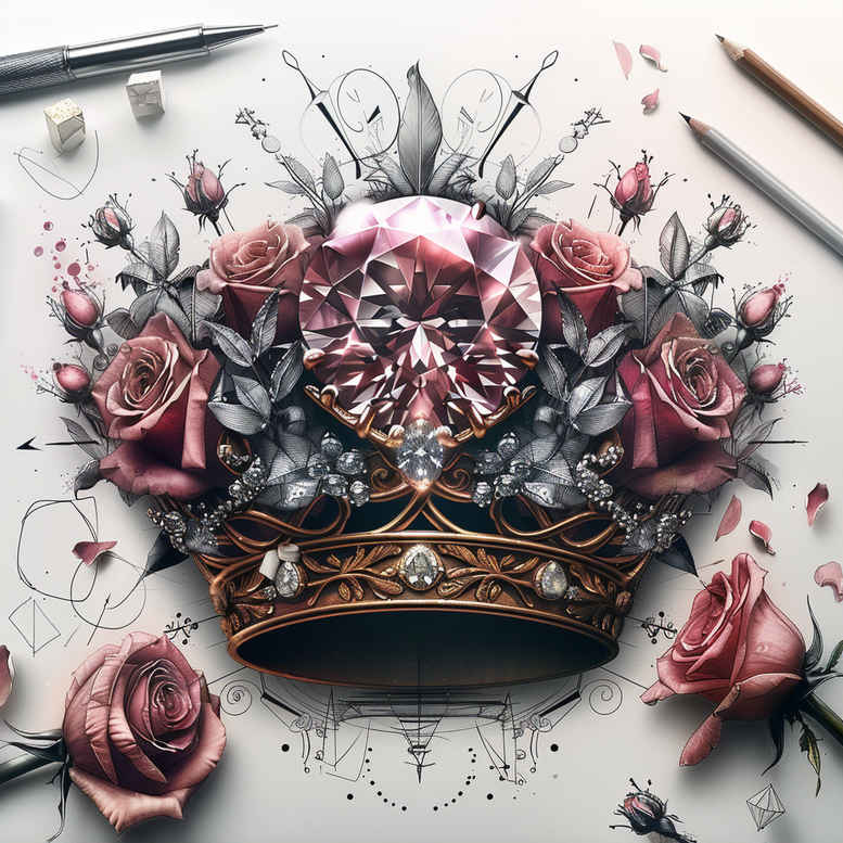 crowns-and-diamonds tattoo design ideas short stroke baroque meaning endurance