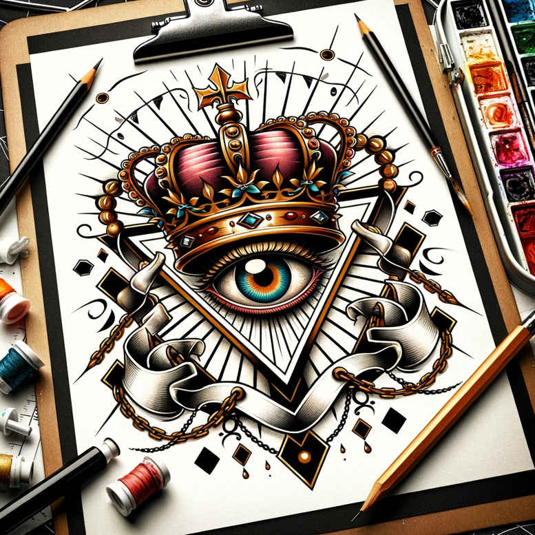 crowns-and-diamonds tattoo design ideas unembellished baroque represents courage