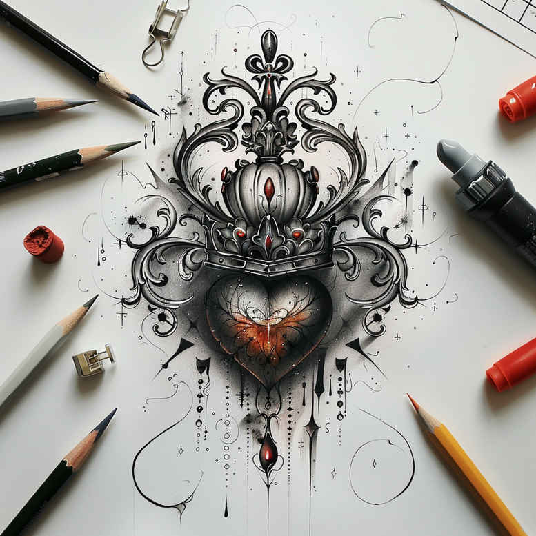 crowns-and-diamonds tattoo design ideas pure shape baroque shows courage