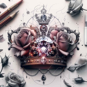 crowns-and-diamonds tattoo design ideas few strokes classic for back