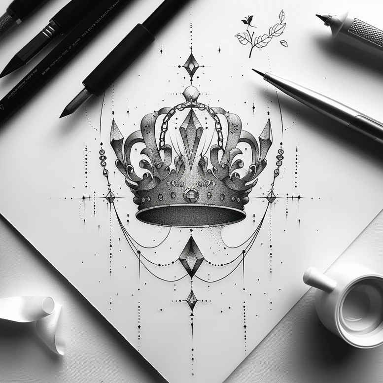 crowns-and-diamonds tattoo design ideas punctual classic for lower arm