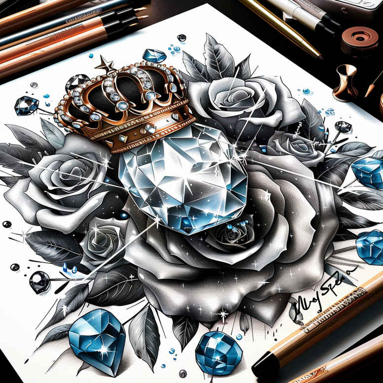 crowns-and-diamonds tattoo design ideas silent classic perseverance and power