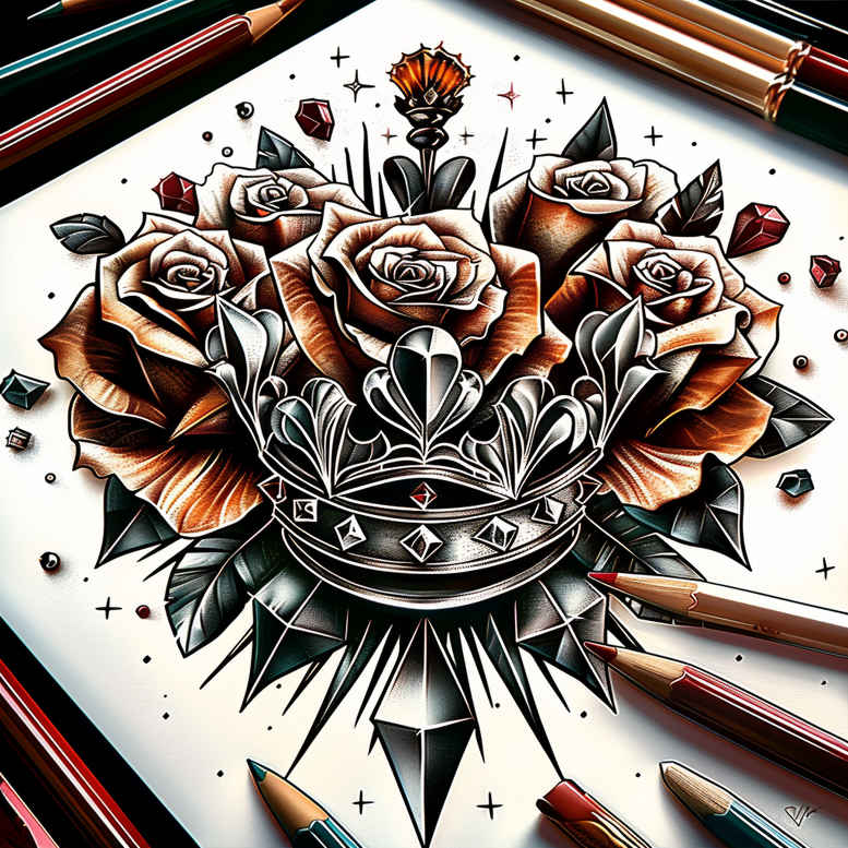 crowns-and-diamonds tattoo design ideas sparse crown with jewels for collarbone
