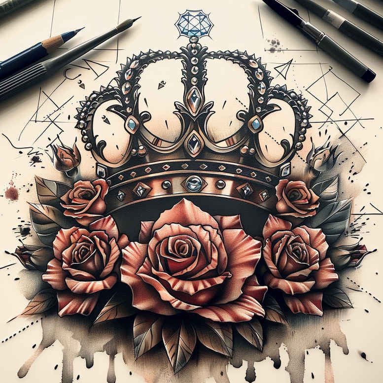 crowns-and-diamonds tattoo design ideas simple icon crown with jewels for collarbone
