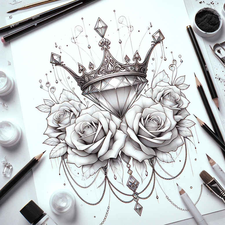 crowns-and-diamonds tattoo design ideas plain tattoo crown with jewels for nape