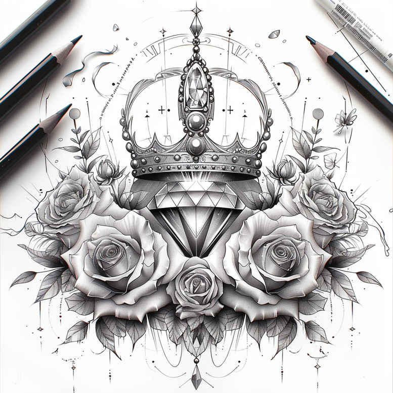 crowns-and-diamonds tattoo design ideas elegant crown with jewels for triceps