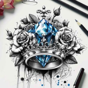 crowns-and-diamonds tattoo design ideas clean shape crown with jewels meaning determination