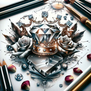 crowns-and-diamonds tattoo design ideas whisper line crown with jewels symbol of perseverance