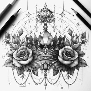 crowns-and-diamonds tattoo design ideas short stroke delicate highlights shows determination