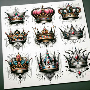crowns-and-diamonds tattoo design ideas small detail delicate highlights symbolising determination