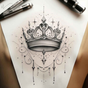 crowns-and-diamonds tattoo design ideas discreet mark detailed facets for sternum