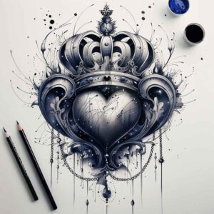 crowns-and-diamonds tattoo design ideas single color detailed facets meaning perseverance