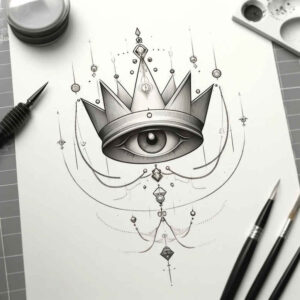 crowns-and-diamonds tattoo design ideas simple form detailed linework for shin