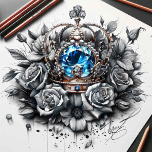crowns-and-diamonds tattoo design ideas point minimal detailed linework for toe