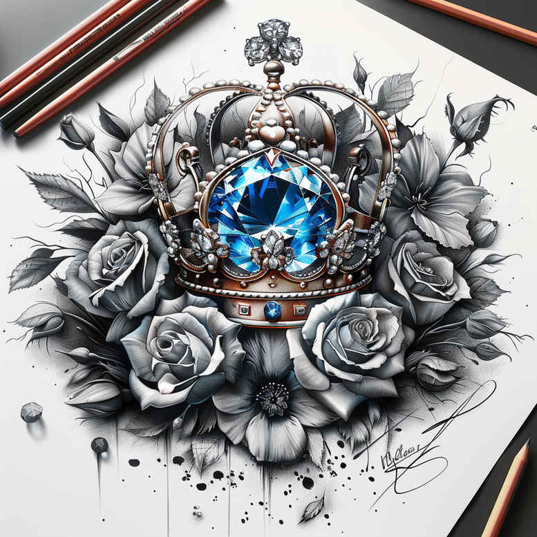 crowns-and-diamonds tattoo design ideas point minimal detailed linework for toe