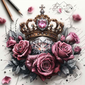crowns-and-diamonds tattoo design ideas clean shape detailed metalwork symbol of courage