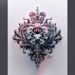 crowns-and-diamonds tattoo design ideas micro symbol detailed metalwork symbol of endurance