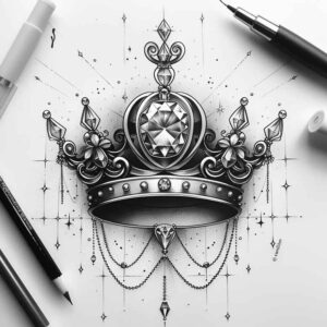 crowns-and-diamonds tattoo design ideas no excess detailed shading for hand