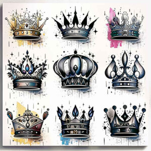 crowns-and-diamonds tattoo design ideas clean shape detailed shading for wrist side