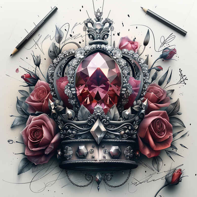 crowns-and-diamonds tattoo design ideas tiny tattoo detailed shading perseverance and power