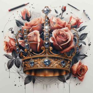crowns-and-diamonds tattoo design ideas pure outline detailed shading symbolising courage