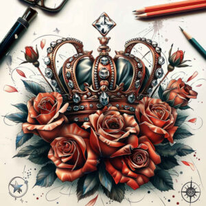 crowns-and-diamonds tattoo design ideas precise diamond facets for hand