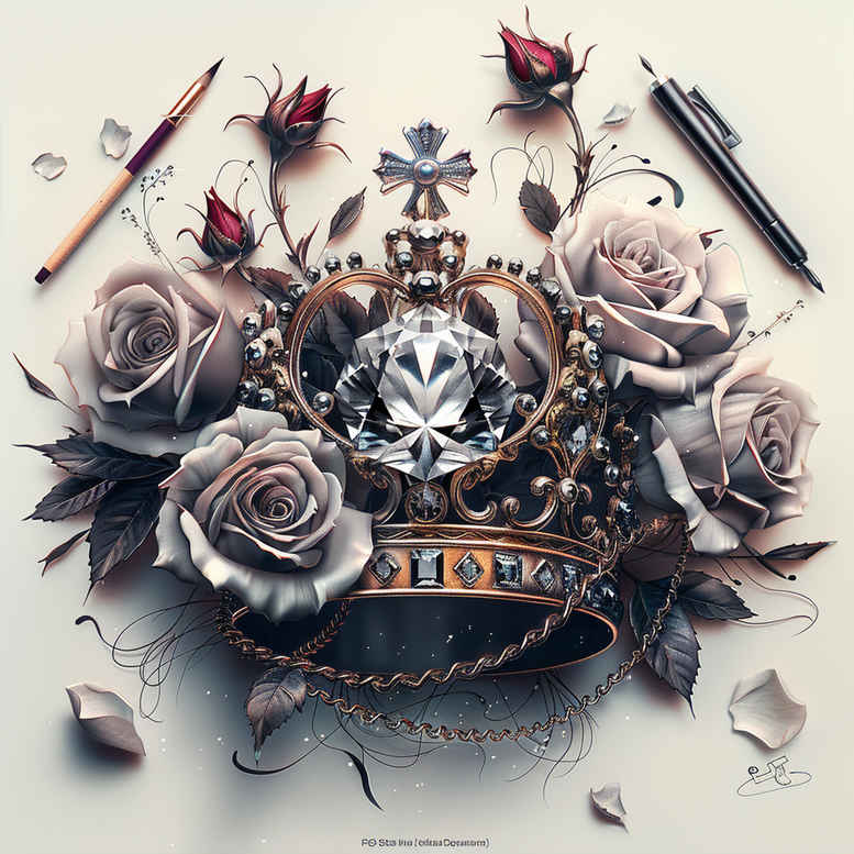 crowns-and-diamonds tattoo design ideas slender diamond facets symbol of resilience