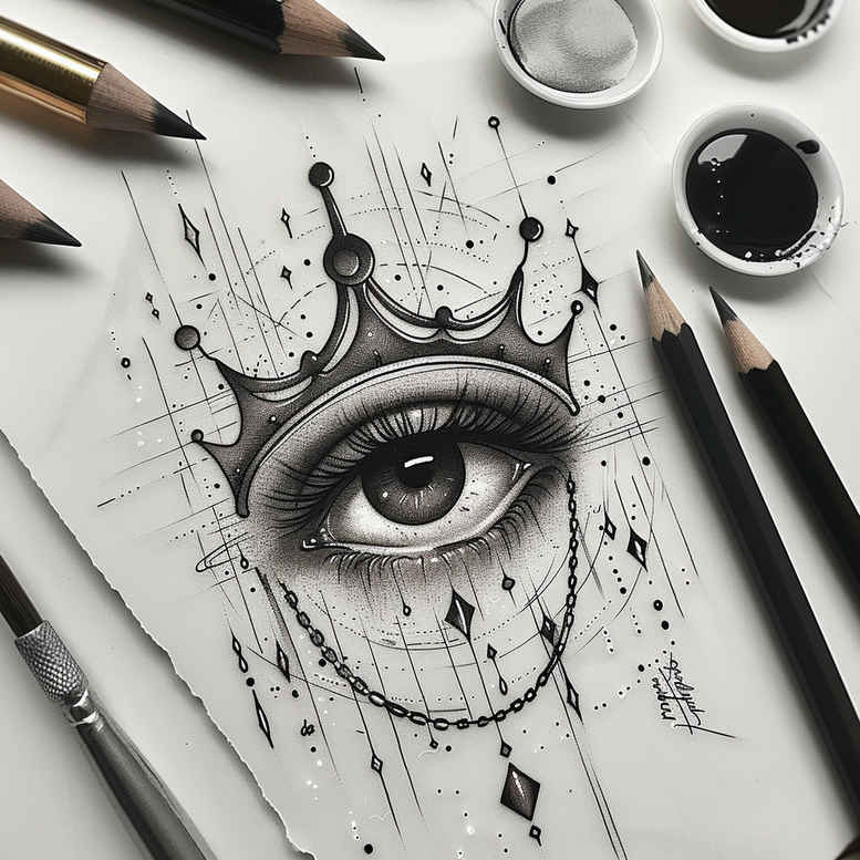 crowns-and-diamonds tattoo design ideas tiny tattoo elegant curves embodying strength