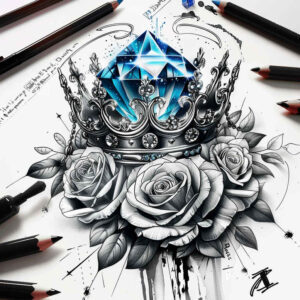 crowns-and-diamonds tattoo design ideas gentle angle elegant curves for fingers