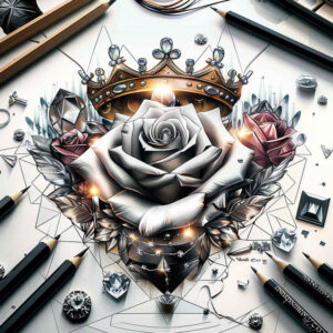 crowns-and-diamonds tattoo design ideas subtle shape elegant curves for neck
