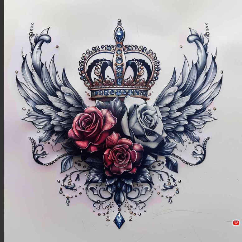 crowns-and-diamonds tattoo design ideas mini geometry elegant curves for scapula