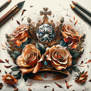 crowns-and-diamonds tattoo design ideas gentle angle elegant curves meaning endurance