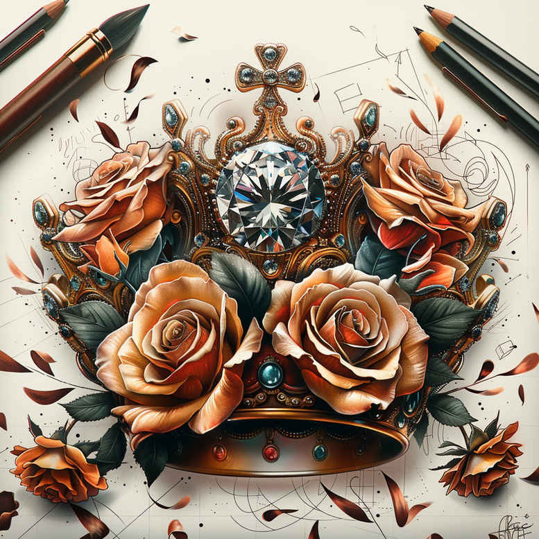 crowns-and-diamonds tattoo design ideas gentle angle elegant curves meaning endurance
