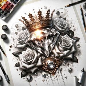 crowns-and-diamonds tattoo design ideas silent elegant curves represents resilience