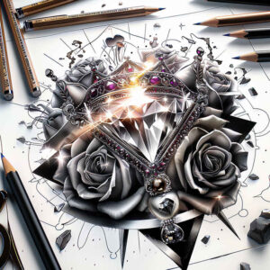 crowns-and-diamonds tattoo design ideas sparse elegant curves shows determination