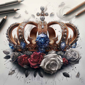 crowns-and-diamonds tattoo design ideas refined ink elegant for collarbone