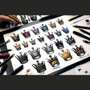 crowns-and-diamonds tattoo design ideas minimalist script elegant for upper shoulder