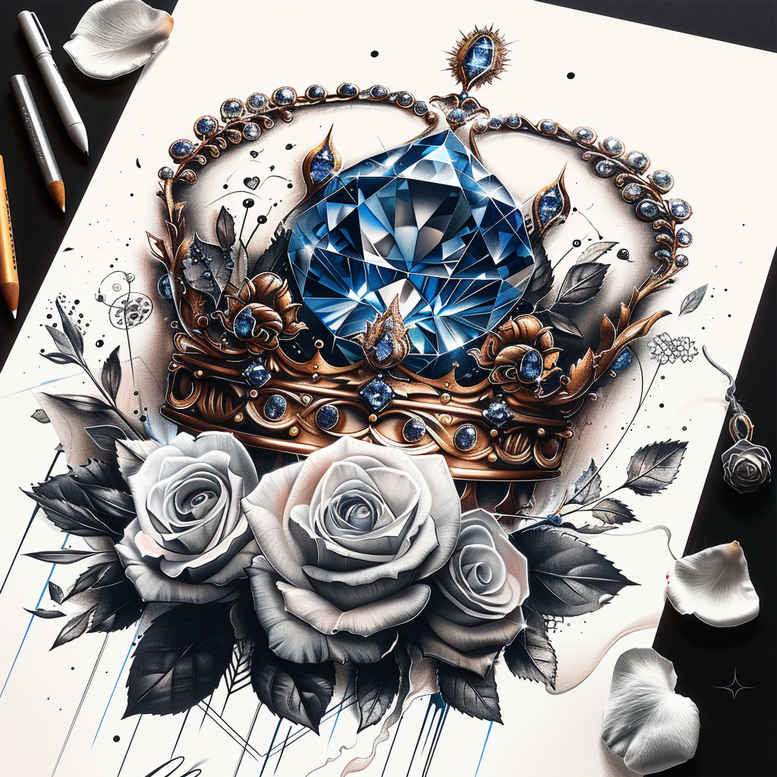 crowns-and-diamonds tattoo design ideas pure outline elegant meaning resilience
