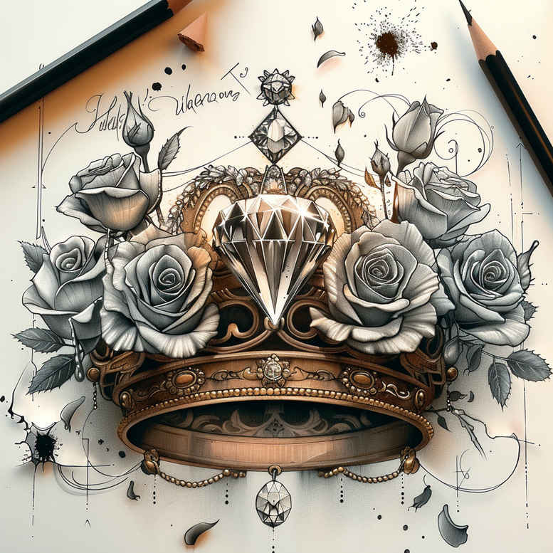 crowns-and-diamonds tattoo design ideas little tattoo fine lines stands for strength