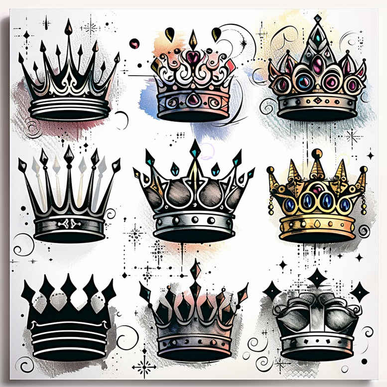 crowns-and-diamonds tattoo design ideas symbol mark fine lines symbol of determination