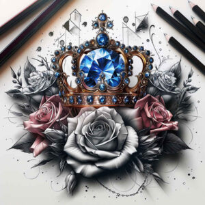 crowns-and-diamonds tattoo design ideas micro line gemstone texture courage and power