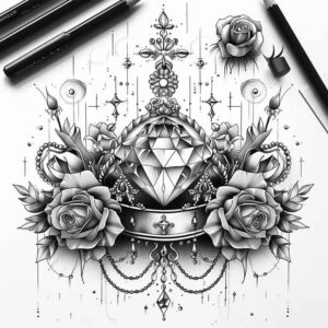 crowns-and-diamonds tattoo design ideas minimalist geometric for lower arm