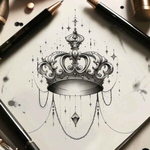 crowns-and-diamonds tattoo design ideas simple dot geometric for lower chest