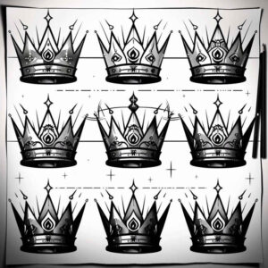 crowns-and-diamonds tattoo design ideas crisp outline geometric for outer arm