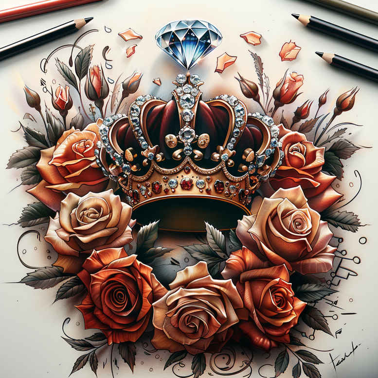 crowns-and-diamonds tattoo design ideas crisp outline geometric for temple