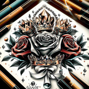 crowns-and-diamonds tattoo design ideas essential geometric for thigh