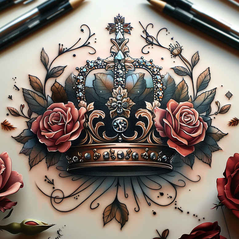 crowns-and-diamonds tattoo design ideas uncluttered geometric resilience and power