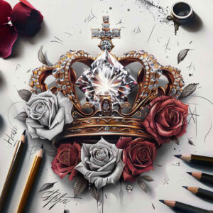 crowns-and-diamonds tattoo design ideas no fill geometric stands for endurance